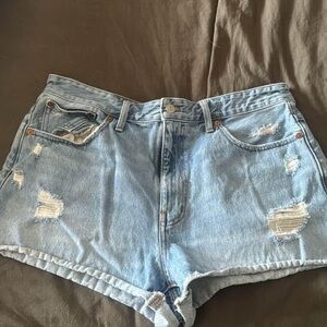 Madewell Distressed Light Blue Denim Shorts
